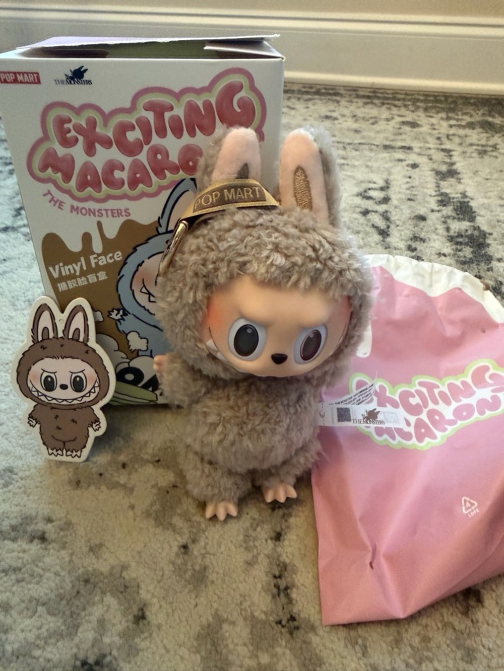 POP MART Exciting Macaron Plush Bunny Monster Toy - Brown